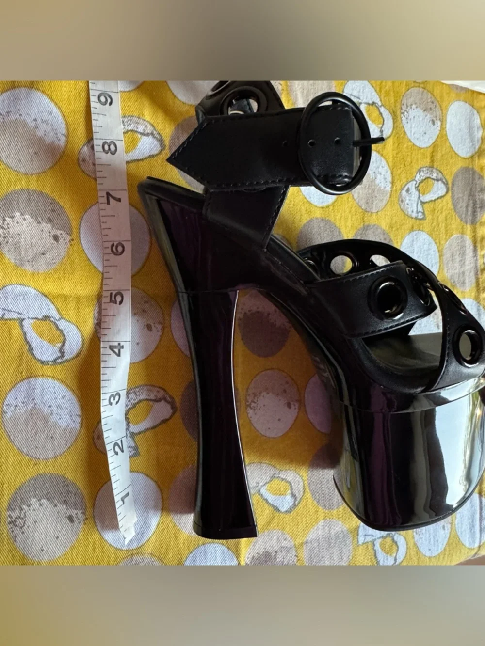 Dolls Kill Current Mood black grommet platform heels size 6 - Picture 15 of 16